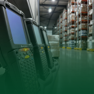 Inventory management with handheld scanners at I.J. McGill Transport warehouse. - I.J.McGill Transport Handheld barcode scanners used for efficient inventory tracking at I.J. McGill Transport.